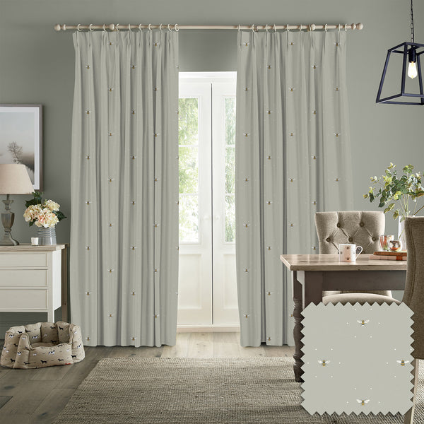 sophie allport Bees Soft Linen Look Made to Measure Curtains