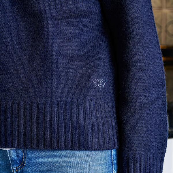 Sophie Allport Bees Wool Cashmere Blend Jumper - Navy