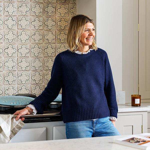 sophie allport Bees Wool Cashmere Blend Jumper - Navy