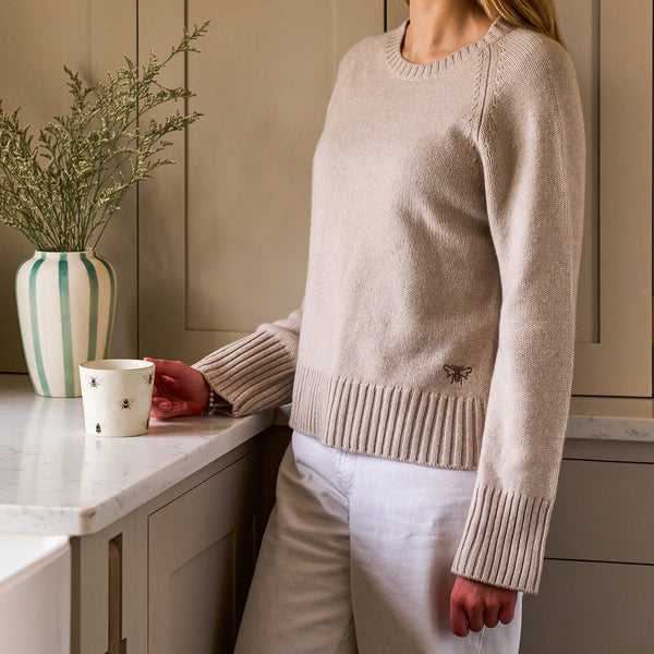 sophie allport Bees Wool Cashmere Blend Jumper - Oatmeal