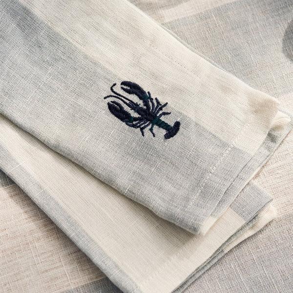 Sophie Allport Coastal Boats Embroidered Linen Napkins (Set Of 4)