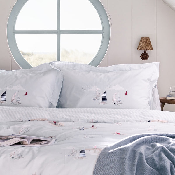 sophie allport Coastal Boats Pair of Oxford Pillowcases