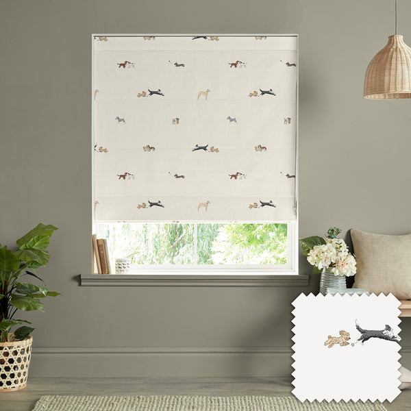 sophie allport Doggy Daycare Off White Made to Measure Roman Blind