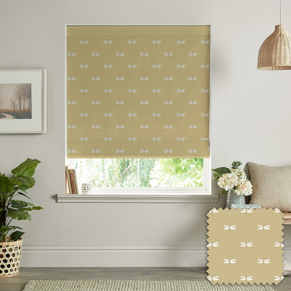 sophie allport Dragonfly Deep Mustard Made to Measure Roman Blind