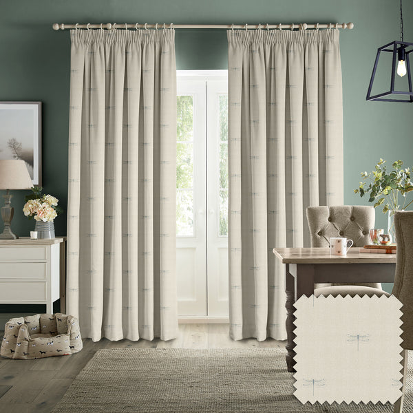 sophie allport Dragonfly Duck Egg Linen Look Made to Measure Curtains
