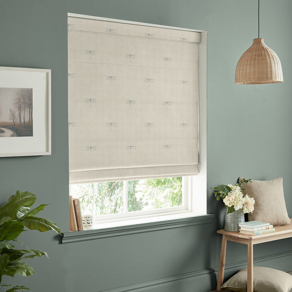 Sophie Allport Dragonfly Duck Egg Linen Look Made To Measure Roman Blind
