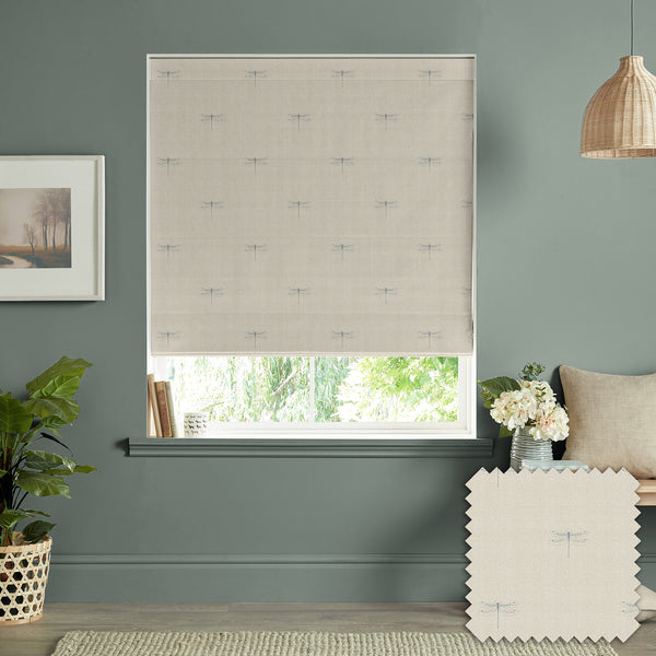 Sophie Allport Dragonfly Duck Egg Linen Look Made To Measure Roman Blind