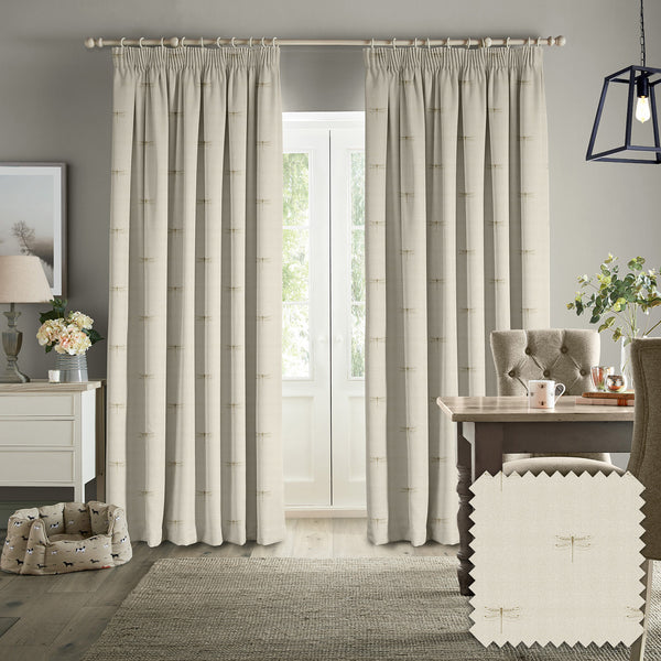 sophie allport Dragonfly Gold Linen Look Made to Measure Curtains