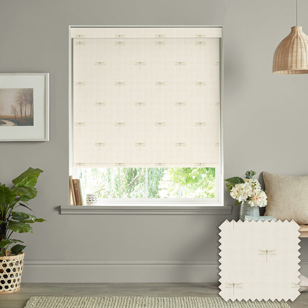 Sophie Allport Dragonfly Gold Linen Look Made To Measure Roller Blind