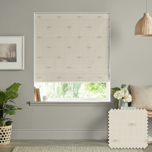 Sophie Allport Dragonfly Gold Linen Look Made To Measure Roman Blind