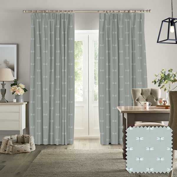 Sophie Allport Dragonfly Grey Blue Made To Measure Curtains