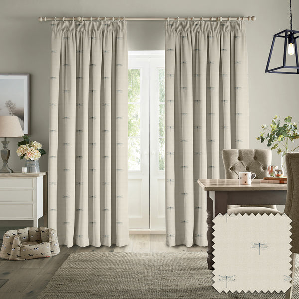 sophie allport Dragonfly Teal Linen Look Made to Measure Curtains