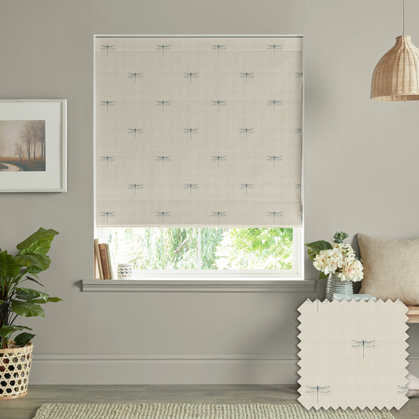 Sophie Allport Dragonfly Teal Linen Look Made To Measure Roman Blind