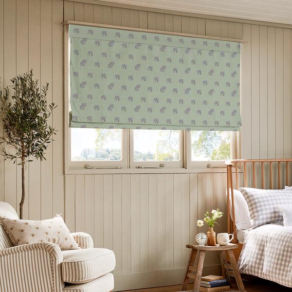 Sophie Allport Elephant Sage Green Made To Measure Roman Blind