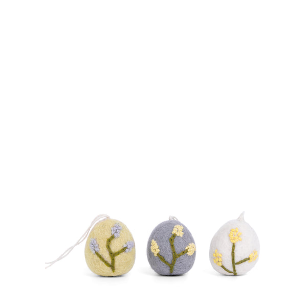 Sophie Allport Embroidered Floral Egg Baubles (Set Of 3)