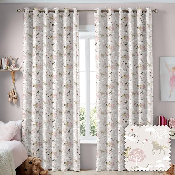 sophie allport Forest Ponies Soft Pink Made to Measure Curtains