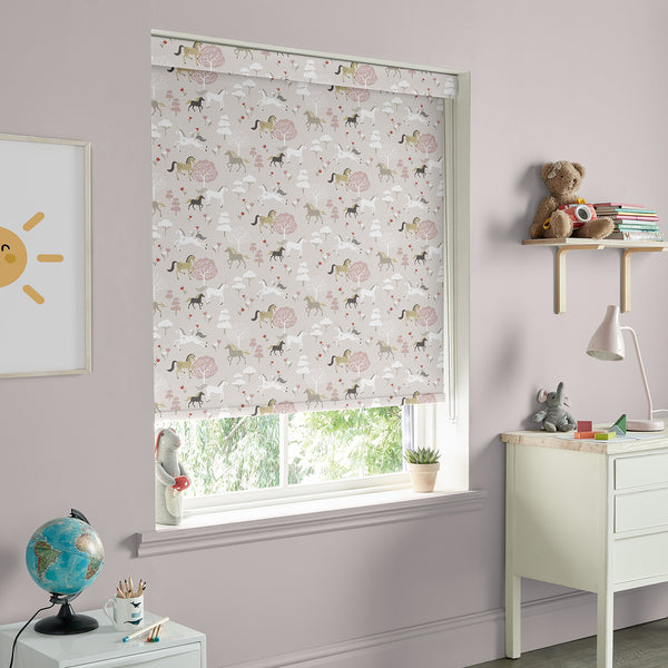 Sophie Allport Forest Ponies Soft Pink Made To Measure Roller Blind