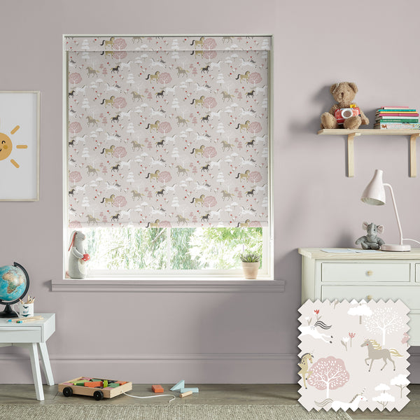 sophie allport Forest Ponies Soft Pink Made to Measure Roller Blind