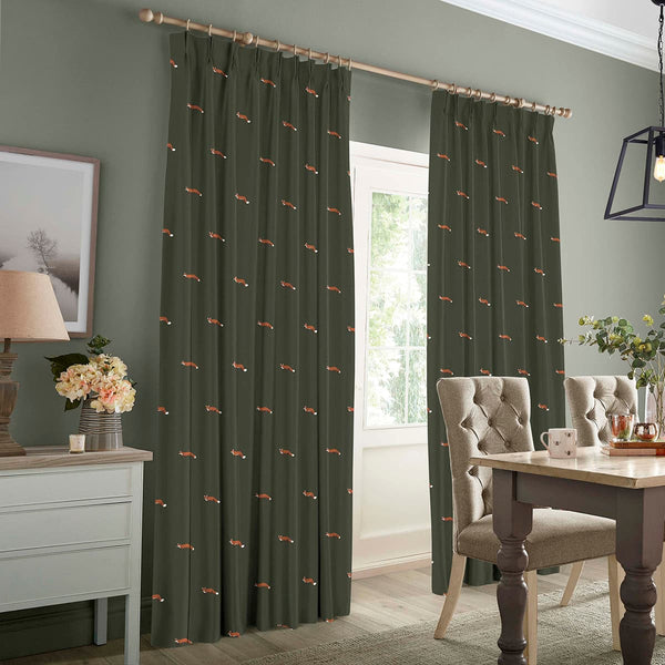 Sophie Allport Foxes Forest Green Made To Measure Curtains