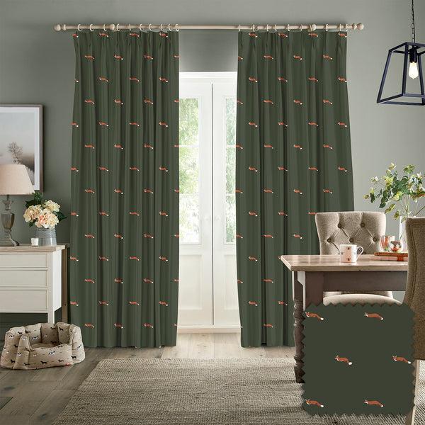 Sophie Allport Foxes Forest Green Made To Measure Curtains