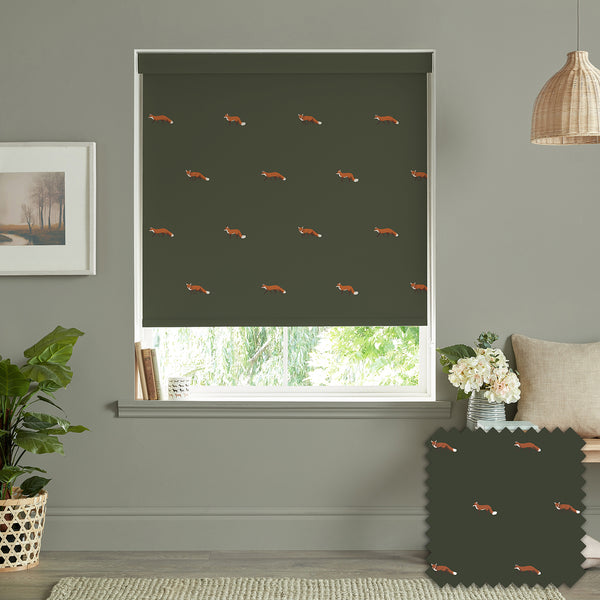 sophie allport Foxes Forest Green Made to Measure Roller Blind