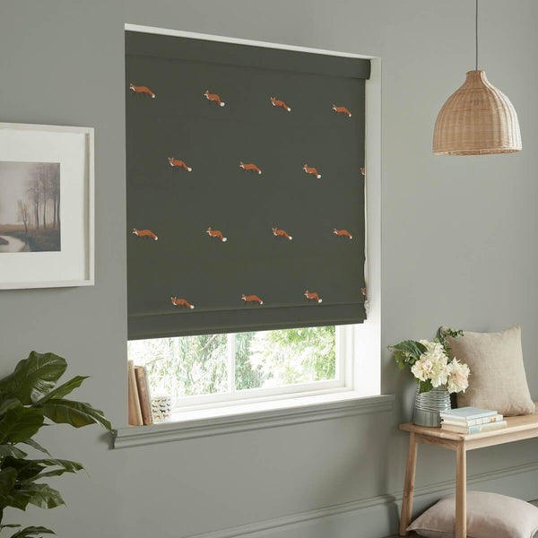 Sophie Allport Foxes Forest Green Made To Measure Roman Blind