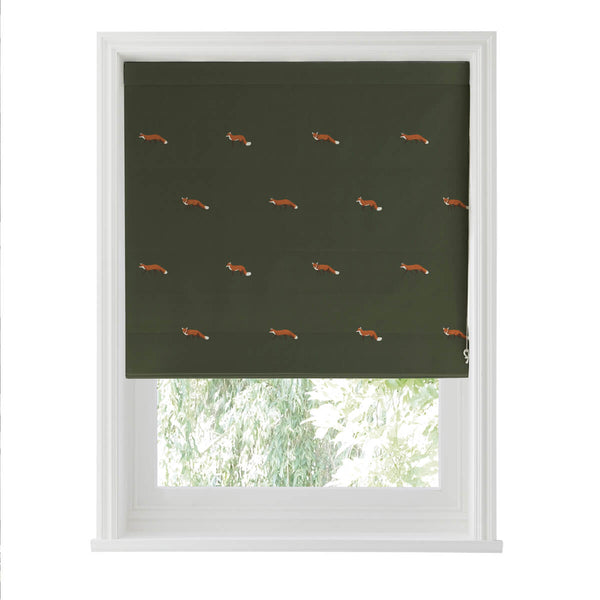 Sophie Allport Foxes Forest Green Made To Measure Roman Blind