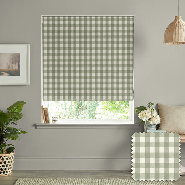 sophie allport Gingham Sage Made to Measure Roman Blind