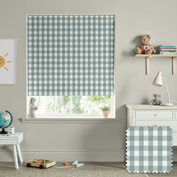 sophie allport Gingham Teal Made to Measure Roman Blind