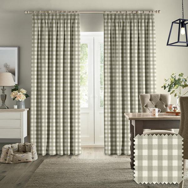 Sophie Allport Gingham Warm Stone Made To Measure Curtains