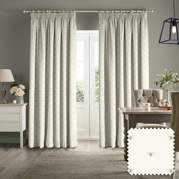 Sophie Allport Golden Bees Off White Made To Measure Curtains