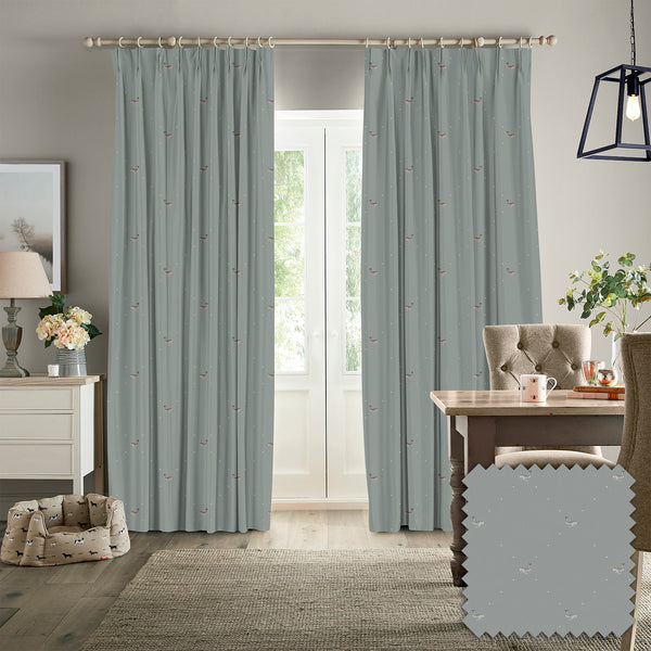 sophie allport Hare Teal Blue Made to Measure Curtains