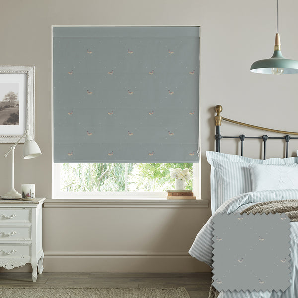 sophie allport Hare Teal Blue Made to Measure Roman Blind