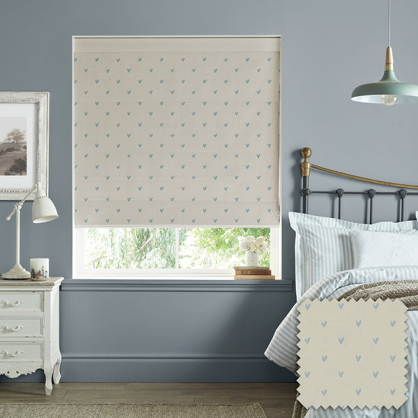 sophie allport Hearts Duck Egg Made to Measure Roman Blind