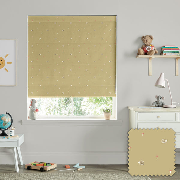 Sophie Allport Hedgehogs Mustard Made To Measure Roman Blind