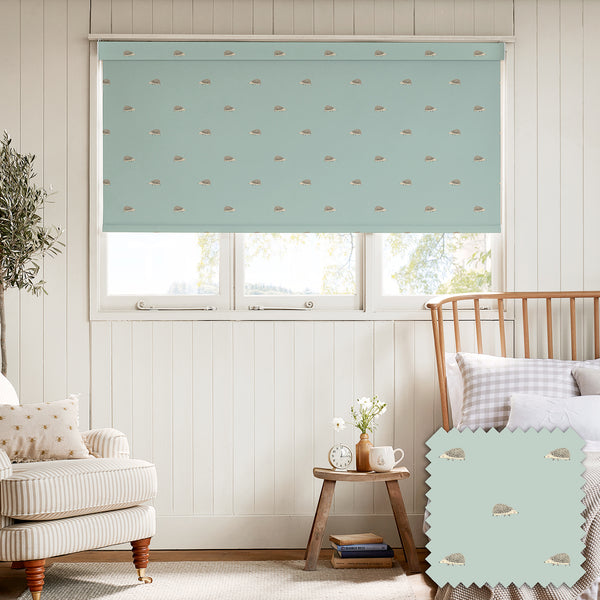 Sophie Allport Hedgehogs Pale Mint Blue Made To Measure Roller Blind