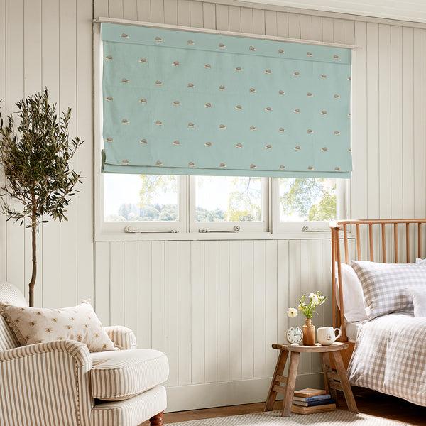 Sophie Allport Hedgehogs Pale Mint Blue Made To Measure Roman Blind