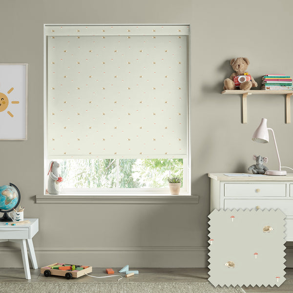 sophie allport Hedgehogs Sage Green Made to Measure Roller Blind