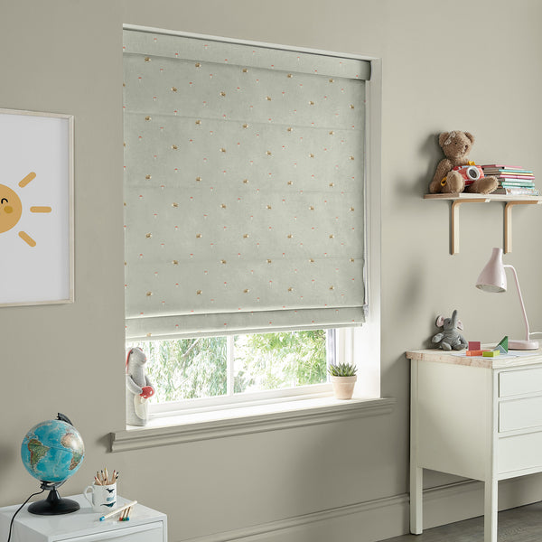 Sophie Allport Hedgehogs Sage Green Made To Measure Roman Blind