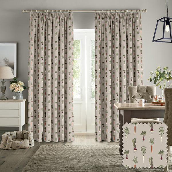 sophie allport Home Grown Grey Made to Measure Curtains