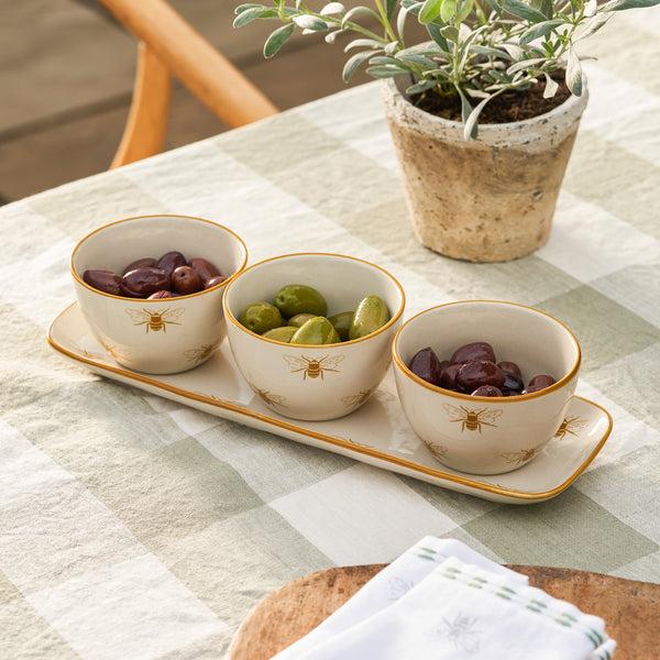 sophie allport Honey Bees Stoneware Nibbles Bowls (Set of 3)