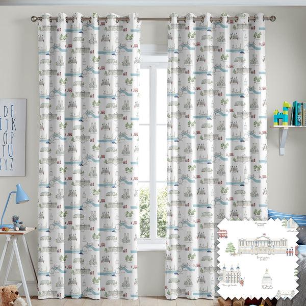 Sophie Allport London White & Blue Made To Measure Curtains