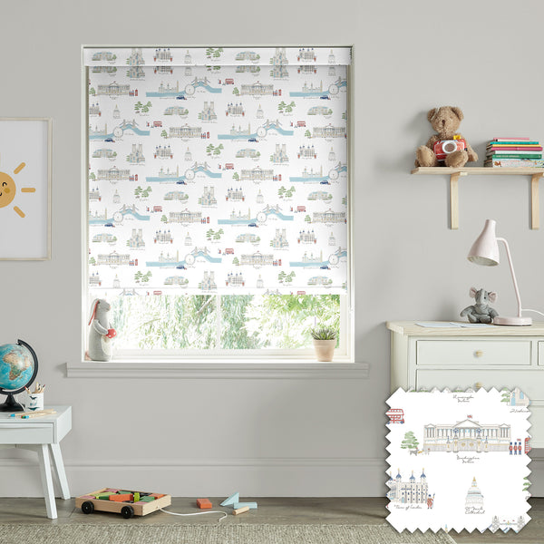 sophie allport London White & Blue Made to Measure Roller Blind