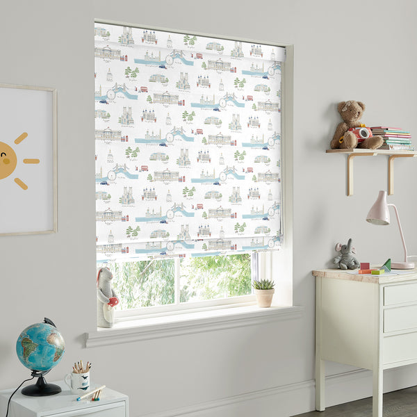 Sophie Allport London White & Blue Made To Measure Roman Blind