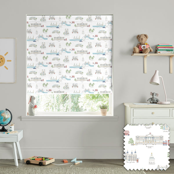 sophie allport London White & Blue Made to Measure Roman Blind