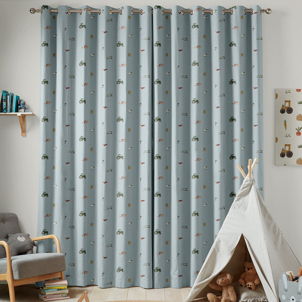 Sophie Allport On The Farm Blue Made To Measure Curtains
