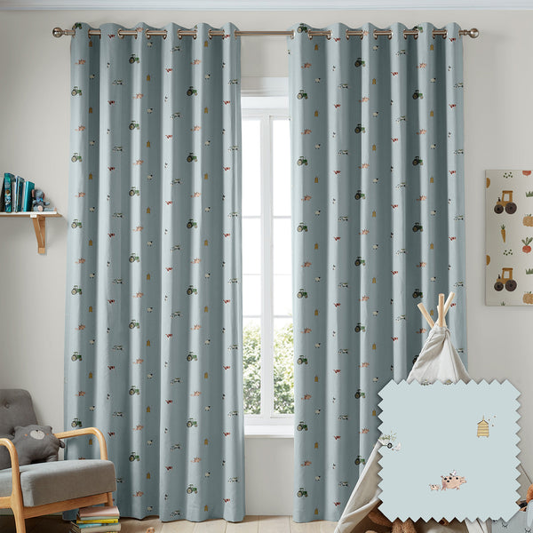 Sophie Allport On The Farm Blue Made To Measure Curtains