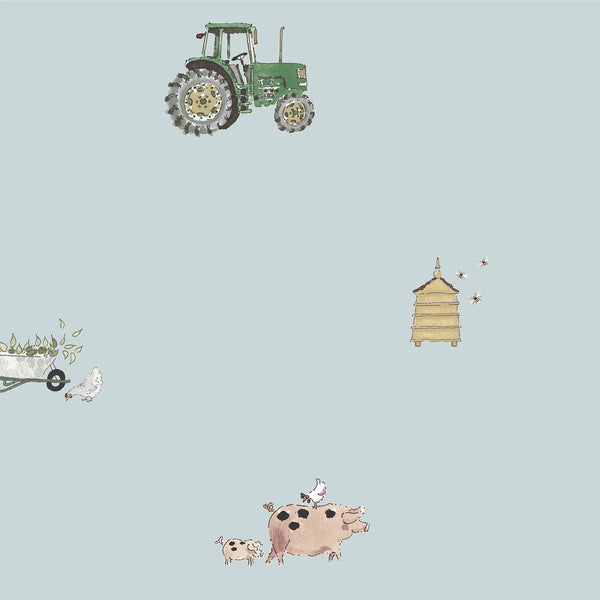 Sophie Allport On The Farm Blue Made To Measure Roman Blind