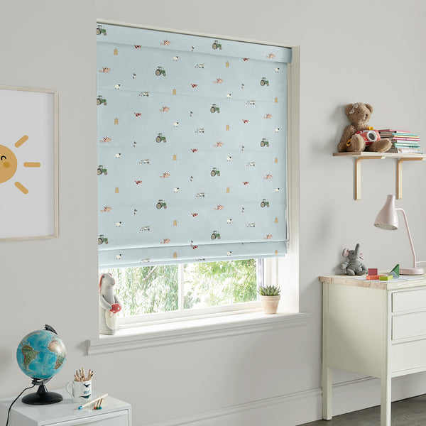 Sophie Allport On The Farm Blue Made To Measure Roman Blind