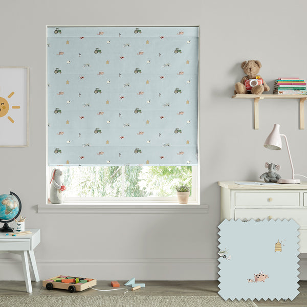 sophie allport On the Farm Blue Made to Measure Roman Blind